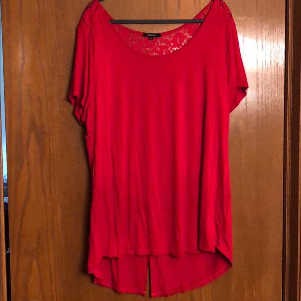 Ambiance red top with lace and open back detail